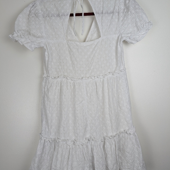 NWOT Zara White Eyelet Ruffle Mini Dress Whimsy CottageCore Beach Coquette - Picture 12 of 14